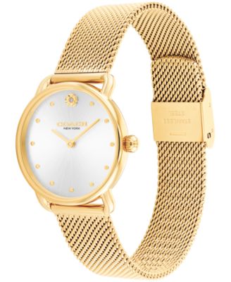 【COACH】Women's Gold Elliot Stainless Steel Watch 28mm COACH Women's Elliot Gold Tone Stainless Steel Bracelet