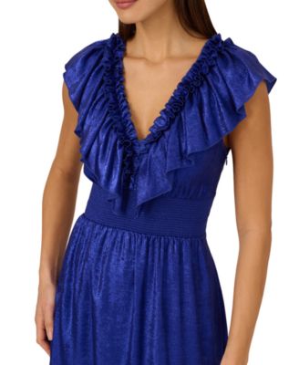 Women's Ruffled V-Neck Midi Dress