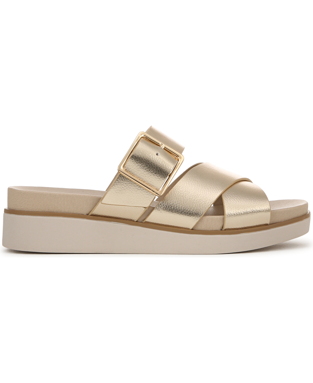 Shop Lifestride Women's Getaway Open Square Toe Platform Slide Sandals In Gold Faux Leather