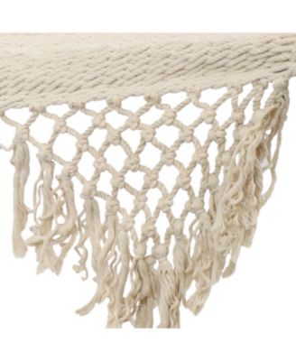 Heavy-Duty 2-Person Woven Polyester Style Hammock with Crocheted edges and Wooden Spreader Bars - 600 lb Weight Capacity