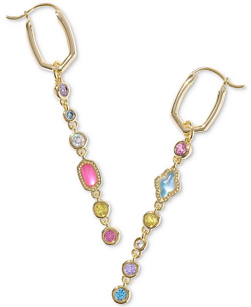 alfani Kendra Scott 14k Gold-Plated Mixed Stone Mismatch Charm Huggie Hoop Earrings Jewelry & Watches
