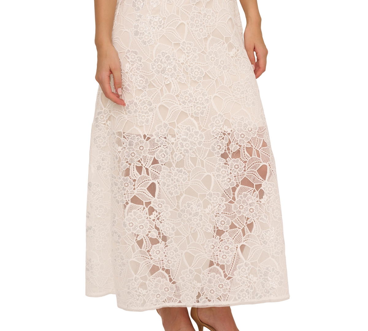 Shop Adrianna Papell Women's Sequined Lace Gown In Ivory