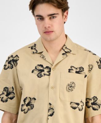 Men's Elligino Relaxed-Fit Stretch Floral Button-Down Camp Shirt