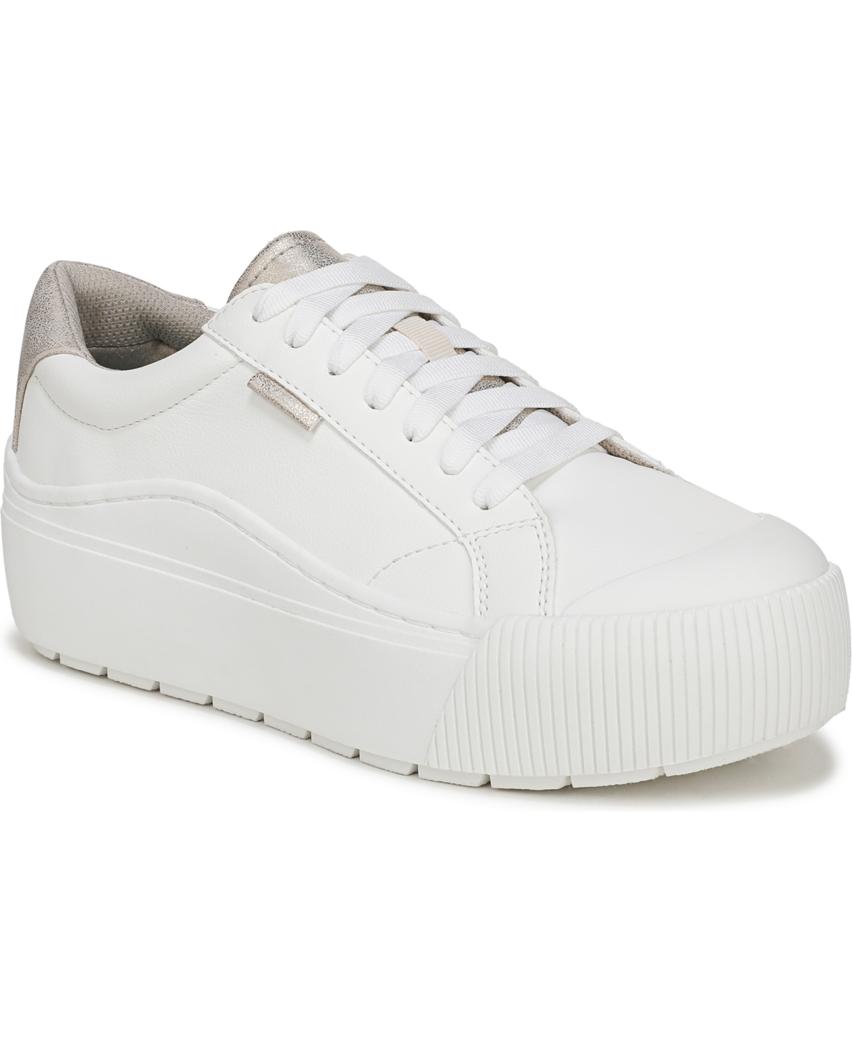 Women's Time Off Max Platform Sneakers - White/Gold Faux Leather
