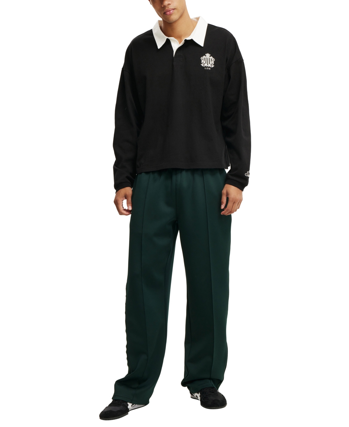 COTTON ON MEN'S BOX FIT RUGBY LONG SLEEVE POLO SHIRT 