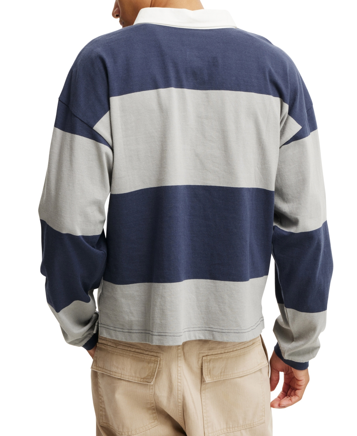 COTTON ON MEN'S BOX FIT RUGBY LONG SLEEVE POLO SHIRT 