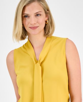 売れ筋商品|||カスパー カットソー トップス レディース Women's Sleeveless Tie-Neck Top, Regular and Petite Sizes White Kasper Women's Sleeveless Tie-Neck Top, Regular & Petite