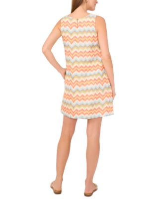 Women's Sleeveless Square Neck Chevron Mini Dress