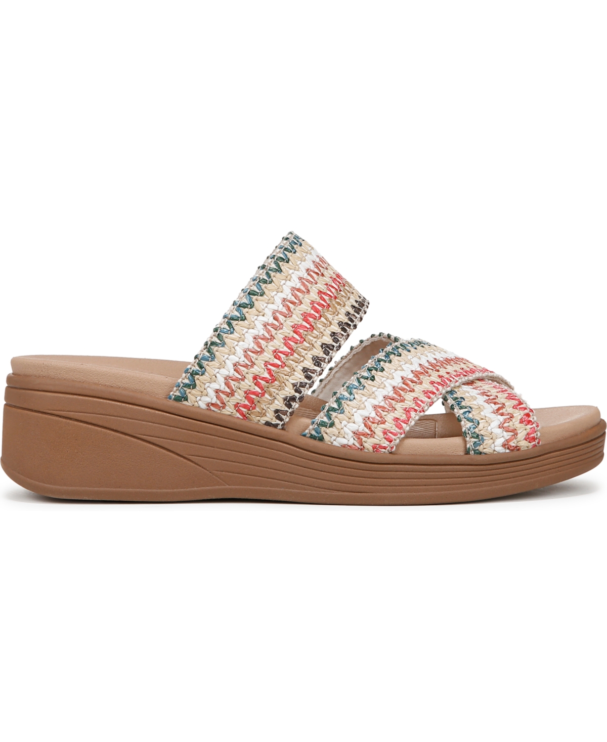 Bzees Fiona Wedge Sandal In Natural Multi Raffia Fabric