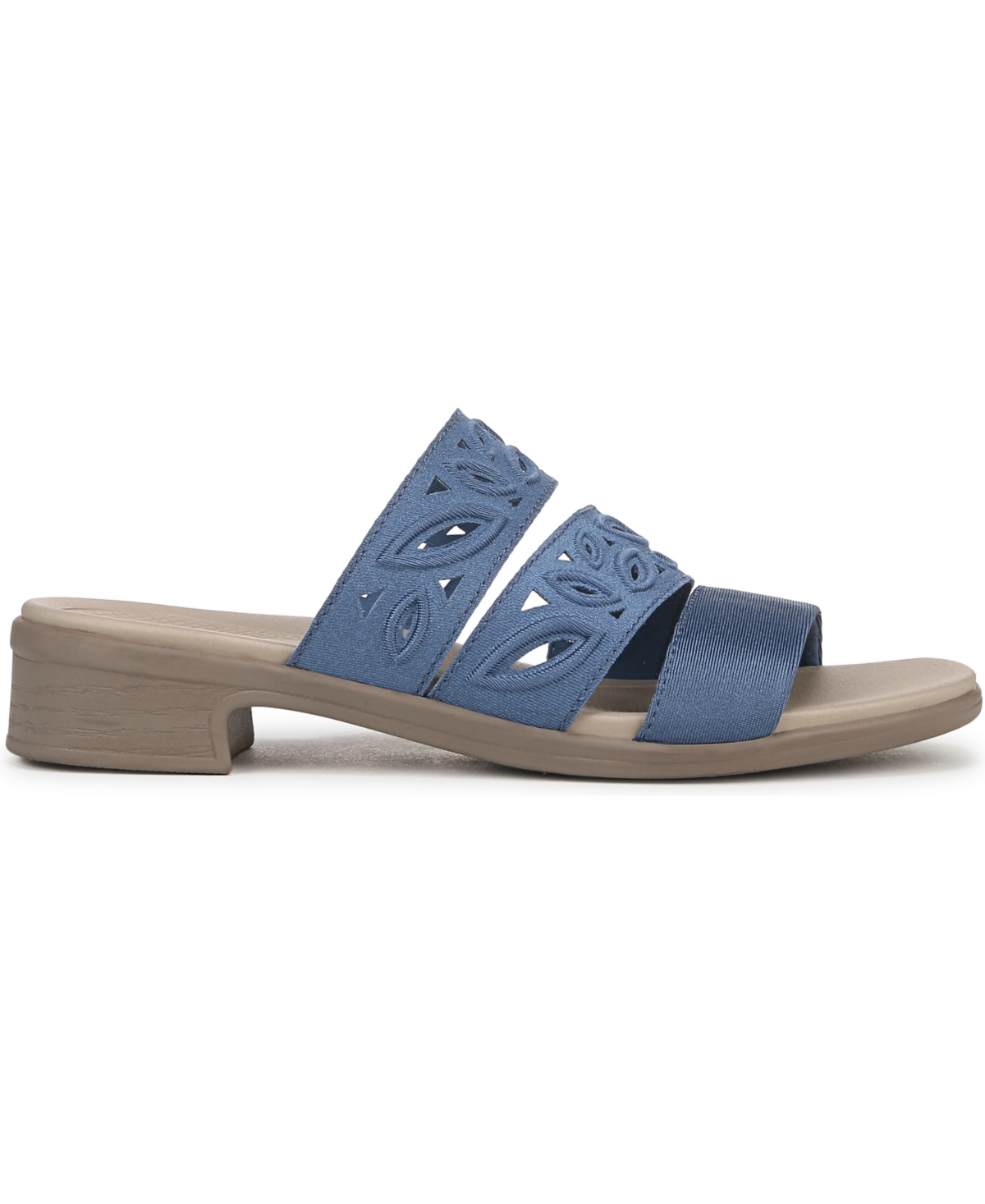 Bzees Women's Poppy Washable Block Heel Slide Sandals In Elemental Blue Shimmer Fabric