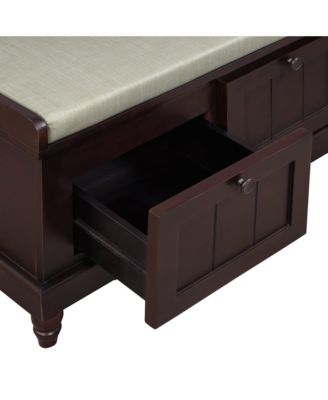 Classic Storage Bench with Cushioned Seat and Three Drawers for Entryway and Living Room (Espresso)