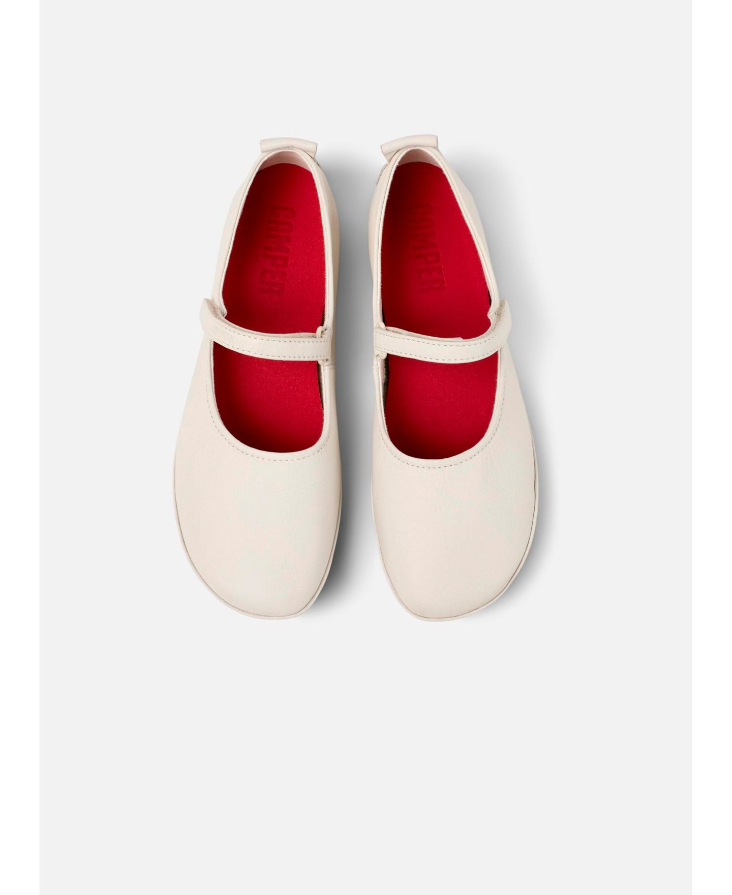 Женские балетки Camper Right Nina Leather Flats, цвет: Натуральный белый — фото 3