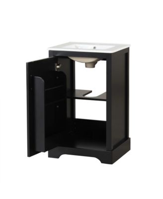 Streamdale 20" Bathroom Vanity with Sink, Bathroom Cabinet with Soft Closing Door, Storage Rack and Adjustable Shelve, Black