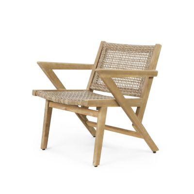 Streamdale Acadia Wood and Woven Wicker Set of 2 Club Chairs for Outdoor Relaxation