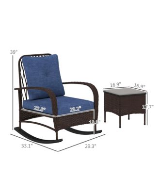 Patio Furniture Set, Rocking Chairs w/ Table, Cushion