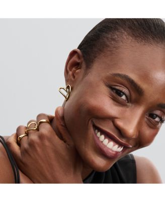 Gold Plated Heart Shaped Hoop Earrings