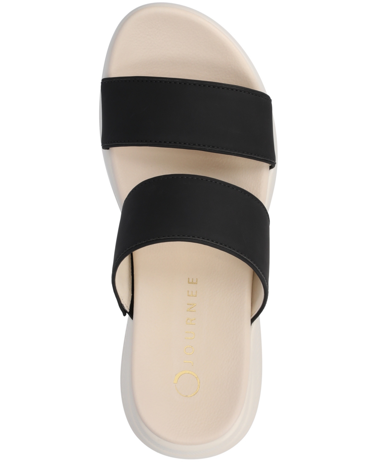 Journee Collection Women's Janis Double Band Comfort Wedge Sandals In Black