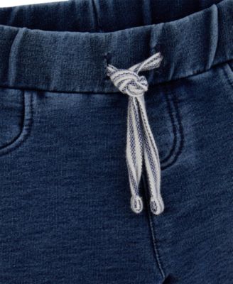 Baby Boys 2-Piece Yarn Dye Piquet Polo and Knit Denim Short Set