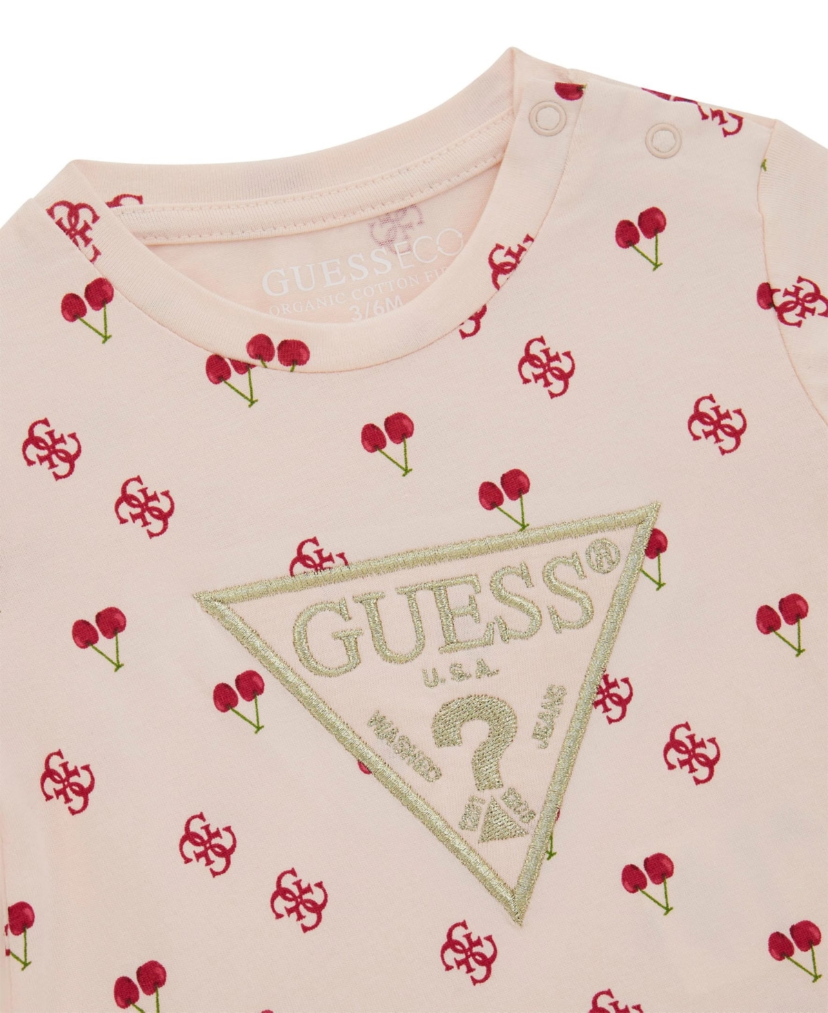 Guess Baby Girls 2-piece Short Sleeve All Over Print T-shirt And Active Short Set In Pink