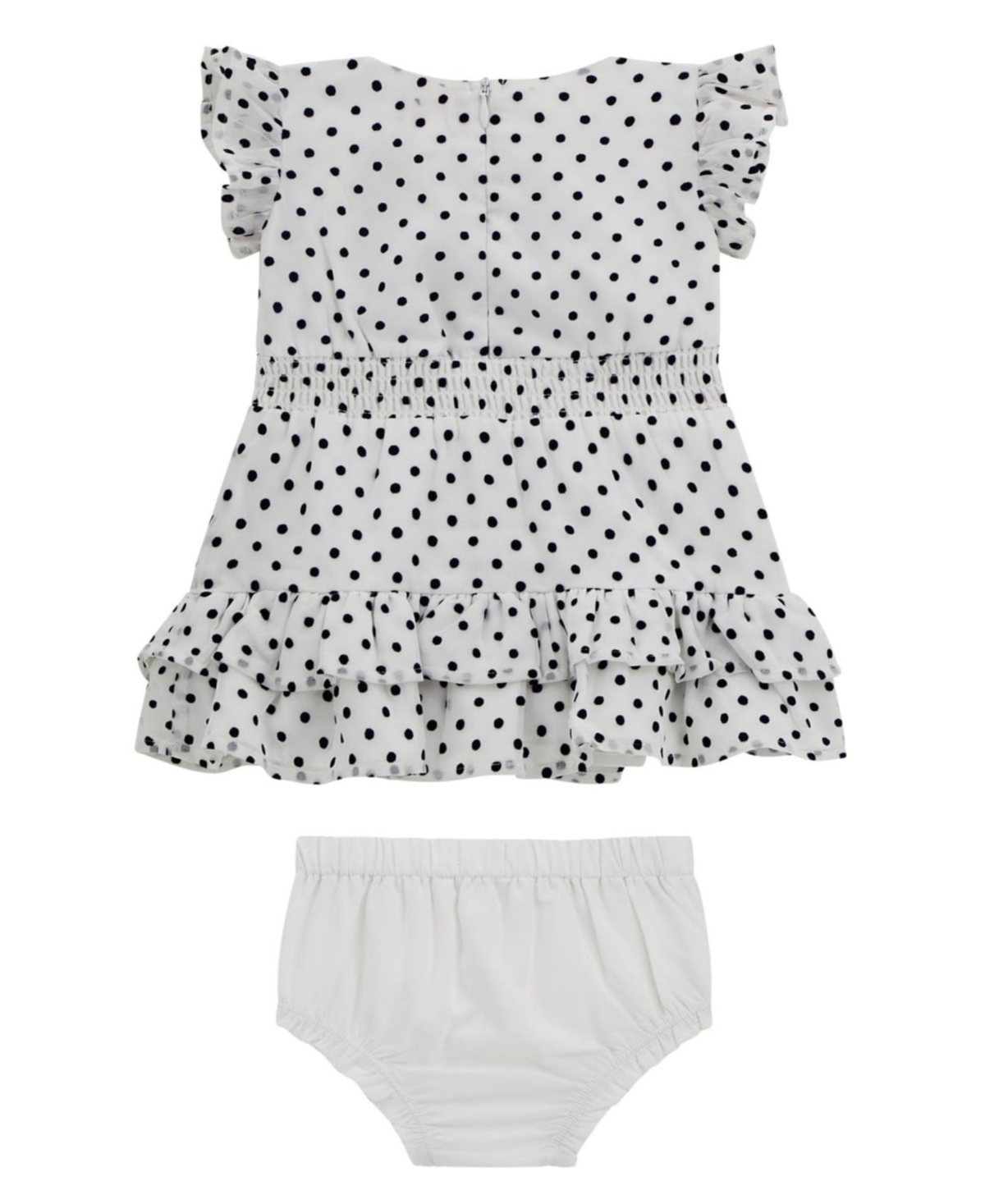 Guess Baby Girls 2-piece Short Sleeve Chiffon Dress And Coordinating Bloomer Set In White