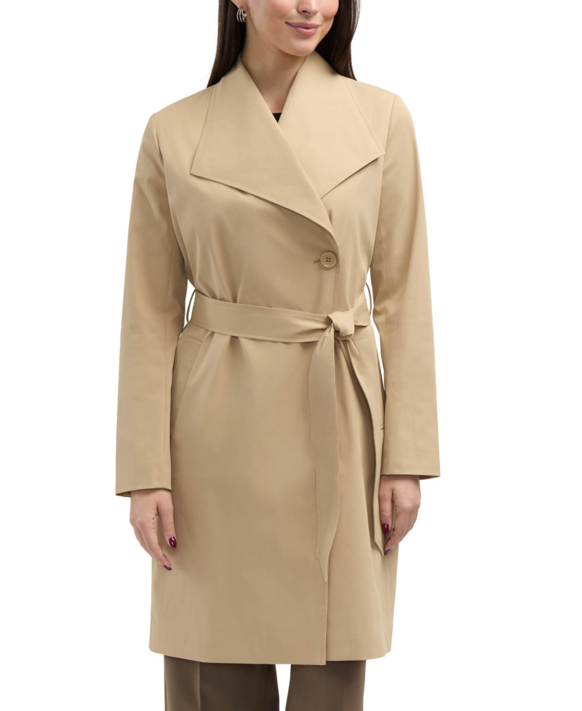 Women s Classic Long Trench - Dusty blue
