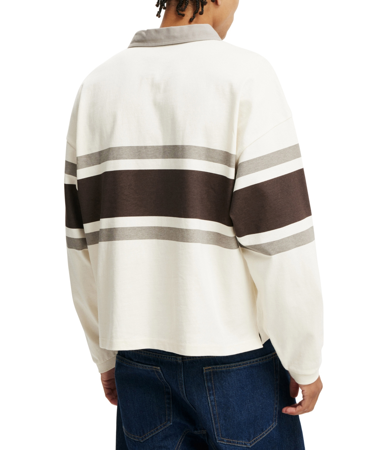 COTTON ON MEN'S BOX FIT RUGBY LONG SLEEVE POLO SHIRT 