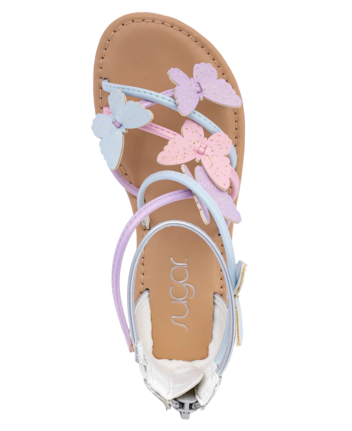 Sugar Little And Big Girls Josie Flat Sandal In Silver