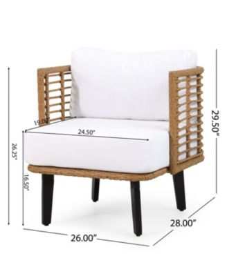 Streamdale Modern Wicker and Acacia Wood Outdoor Chair with Water-Resistant Cushions