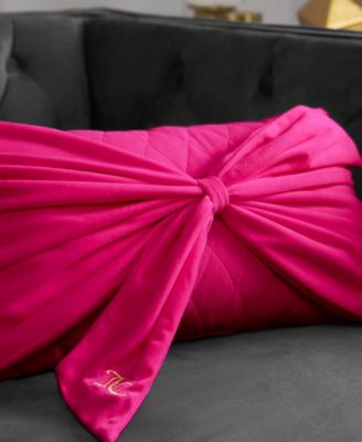 Velvet Bow Decorative Pillow, 10" x 18"
