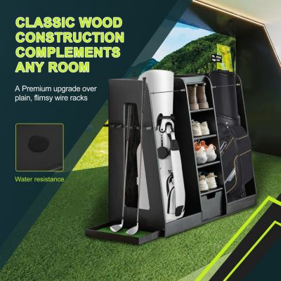 Streamdale 55" Wooden Golf Bag Organizer with Storage Drawers and Club Holders