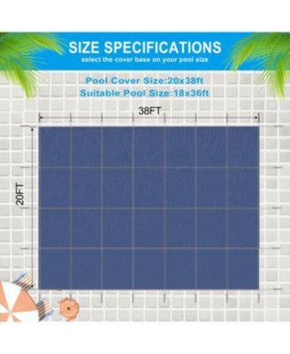 Inground Pool Safety Cover: 18x36ft Rectangle, Triple-Stitched, Blue Mesh