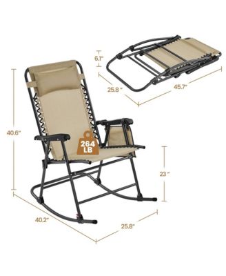 2pcs 26in Foldable Outdoor Rocking Lounger, Navy Blue