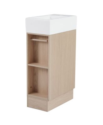  18.6" Bathroom Vanity with Sink, Bathroom Vanity Cabinet with Two-tier Shelf, Left or Right Orientation, Natural