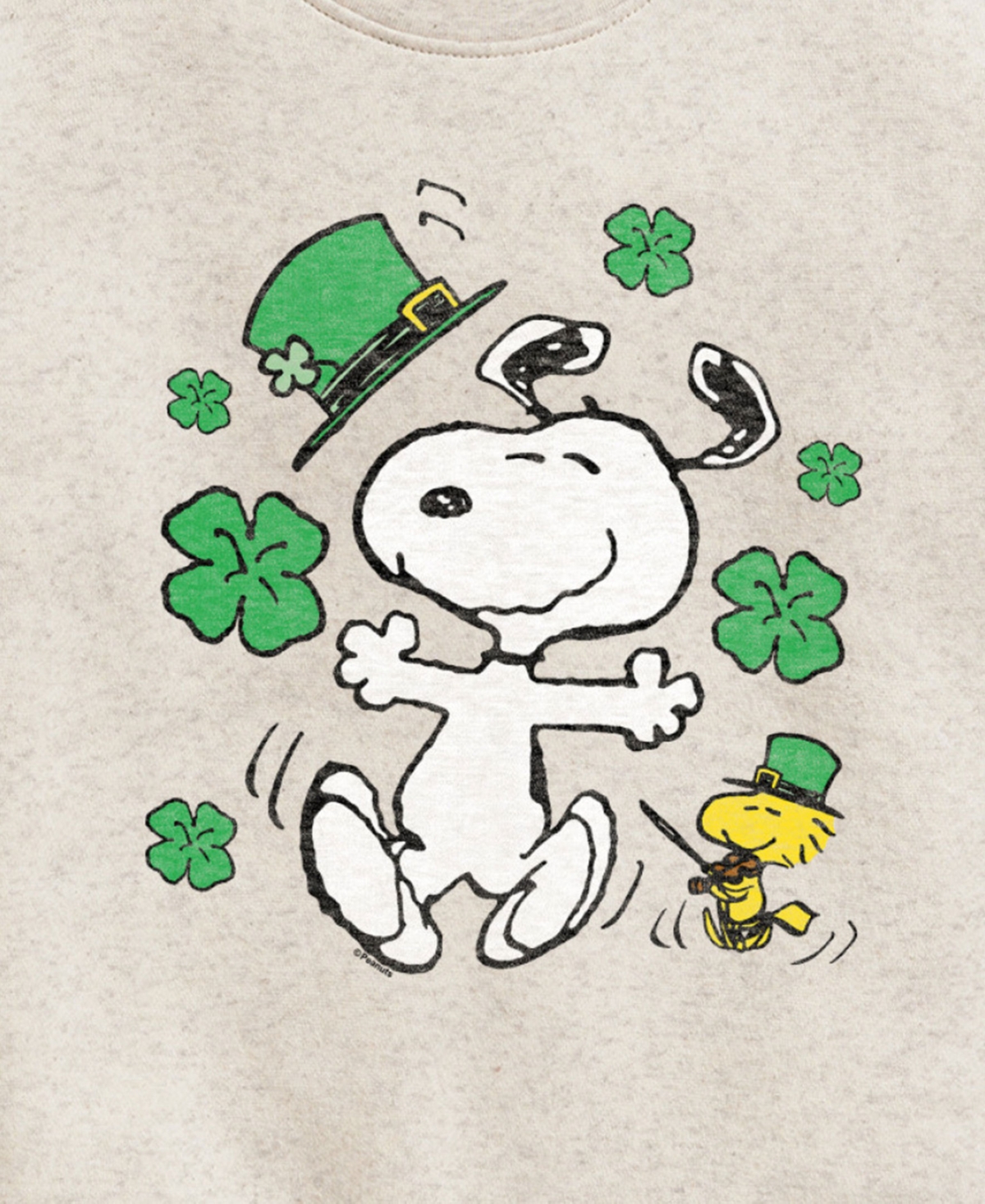 Peanuts Big Girls Snoopy St Patrick's Day Graphic Crew Fleece Sweatshirt In Beige