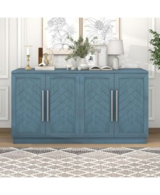 Streamdale  Furniture Antique Sideboard with Adjustable Shelves and Silver Handles