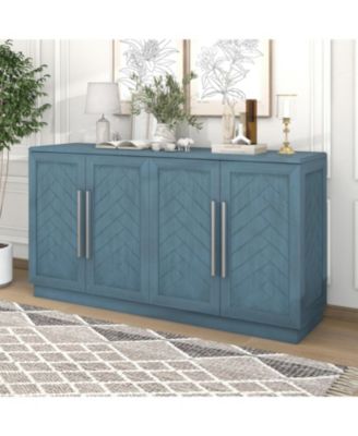 Streamdale  Furniture Antique Sideboard with Adjustable Shelves and Silver Handles