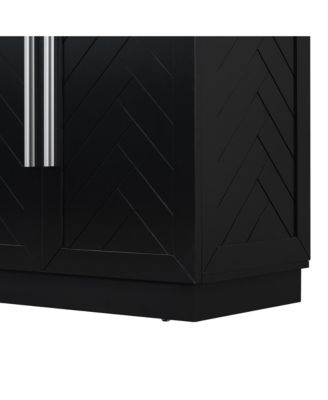 Black 4-Door Sideboard with Adjustable Shelves