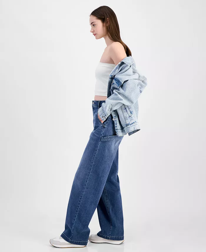 Juniors' Curvy Wide-Leg Carpenter Jeans - thumbnail 6