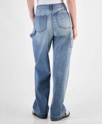 Juniors' Curvy Wide-Leg Carpenter Jeans