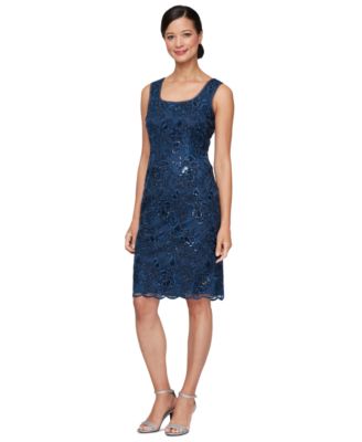 Petite Scallop-Hem Sequin Sheath Dress