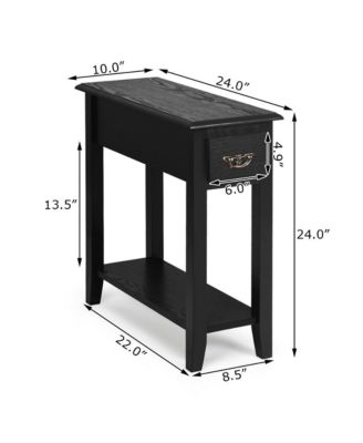 Set of 2 Nightstand 2 Tier End Bedside Sofa Side Table w/Drawer &Shelf