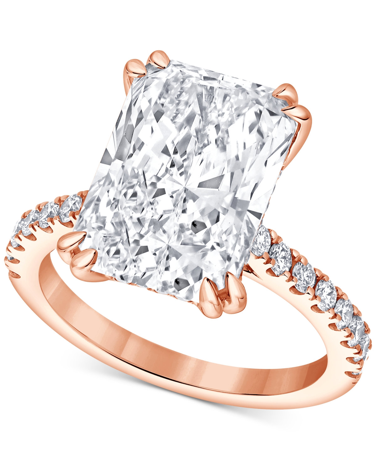 Badgley Mischka Certified Lab Grown Diamond Radiant Hidden Halo Engagement Ring (7-1/2 Ct. T.w.) In 14k Gold In Rose Gold