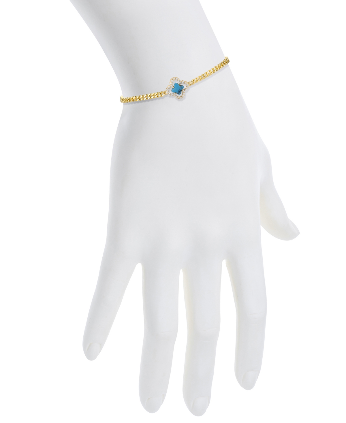 Unwritten Imitation Turquoise Clover Bolo Bracelet In Gold