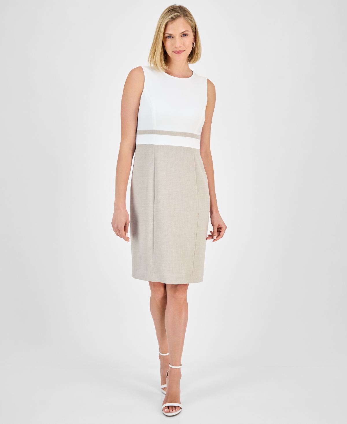 Women's Crepe Sheath Dress - Lily White/Summer Straw
