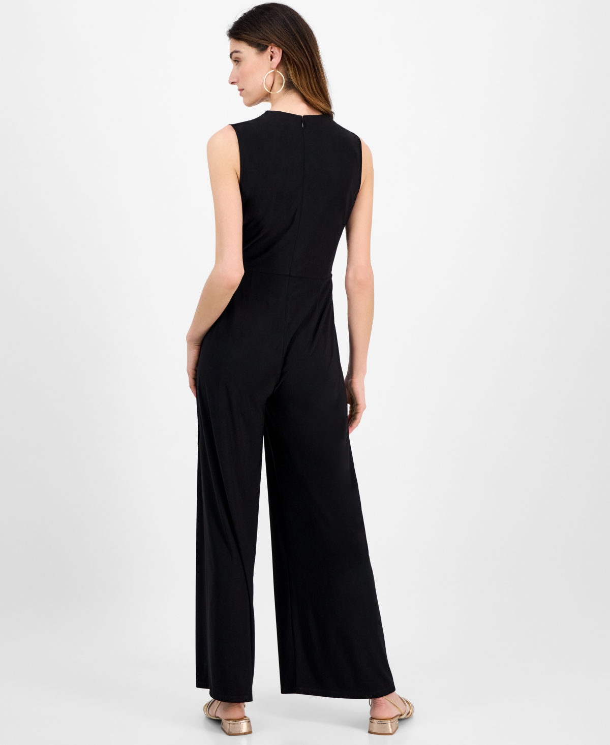 Shop Anne Klein Women's Sleeveless Classic Wrap V-neck Jumpsuit