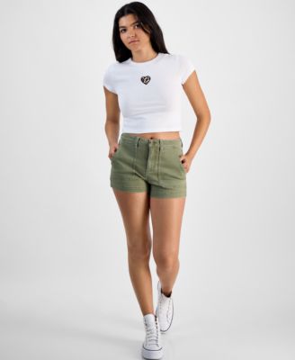Indigo Rein - Juniors' High-Rise Utility-Pocket Shorts
