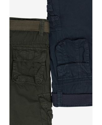 Big Boys 2 Pack Combo Belted Twill Cargo Shorts 8-18