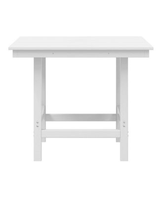 Outdoor HDPE 36" Square Patio Dining Table with Umbrella Hole