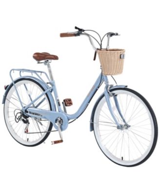 Streamdale 7 Speed City Bike With Basket, Steel Frame,Multiple Colors 26 Inch Girls Bicycle