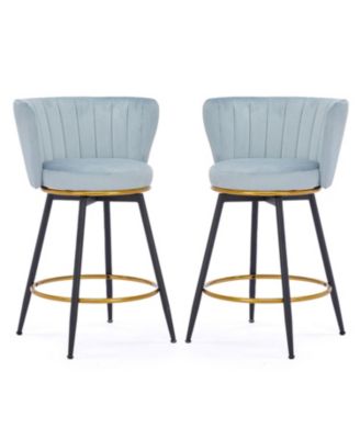 Streamdale Counter Height Swivel Upholstered Barstools, Set of 2, Velvet Fabric